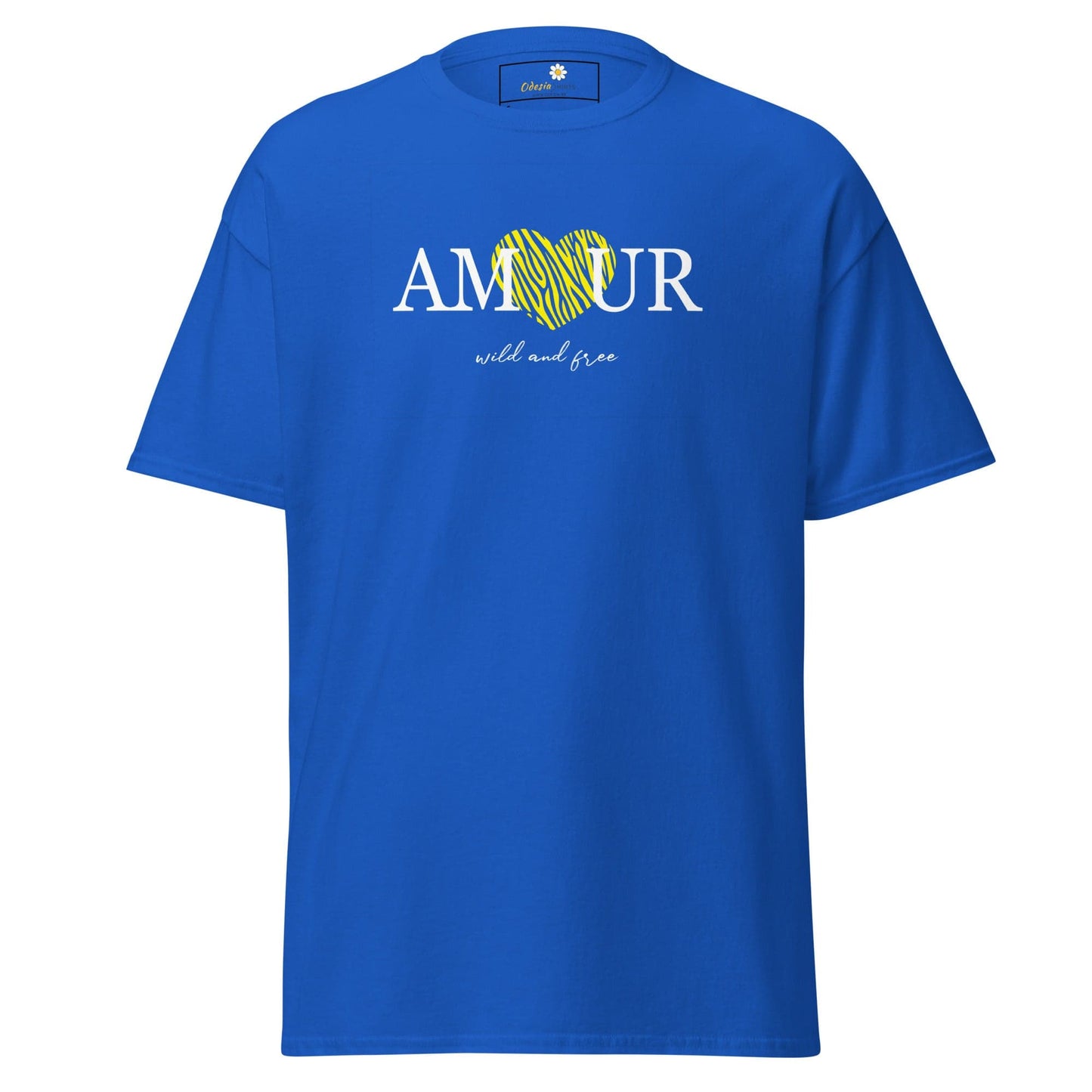 Unisex classic t-shirt TEXT AMOUR WILD N FREE - REGULAR - Royal / S