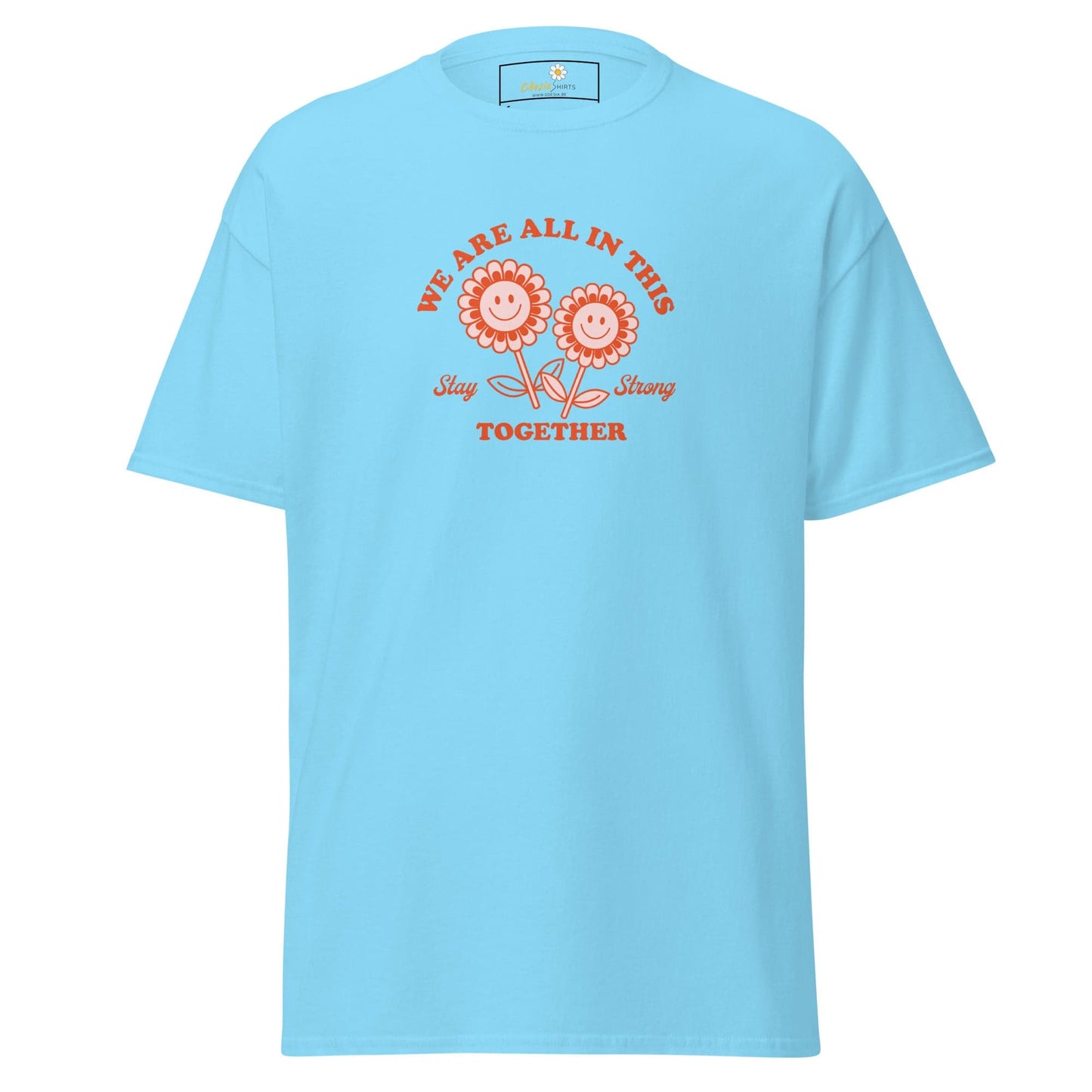Unisex classic t-shirt - POSITIVE FLOWERS POWER - REGULAR - Sky / S