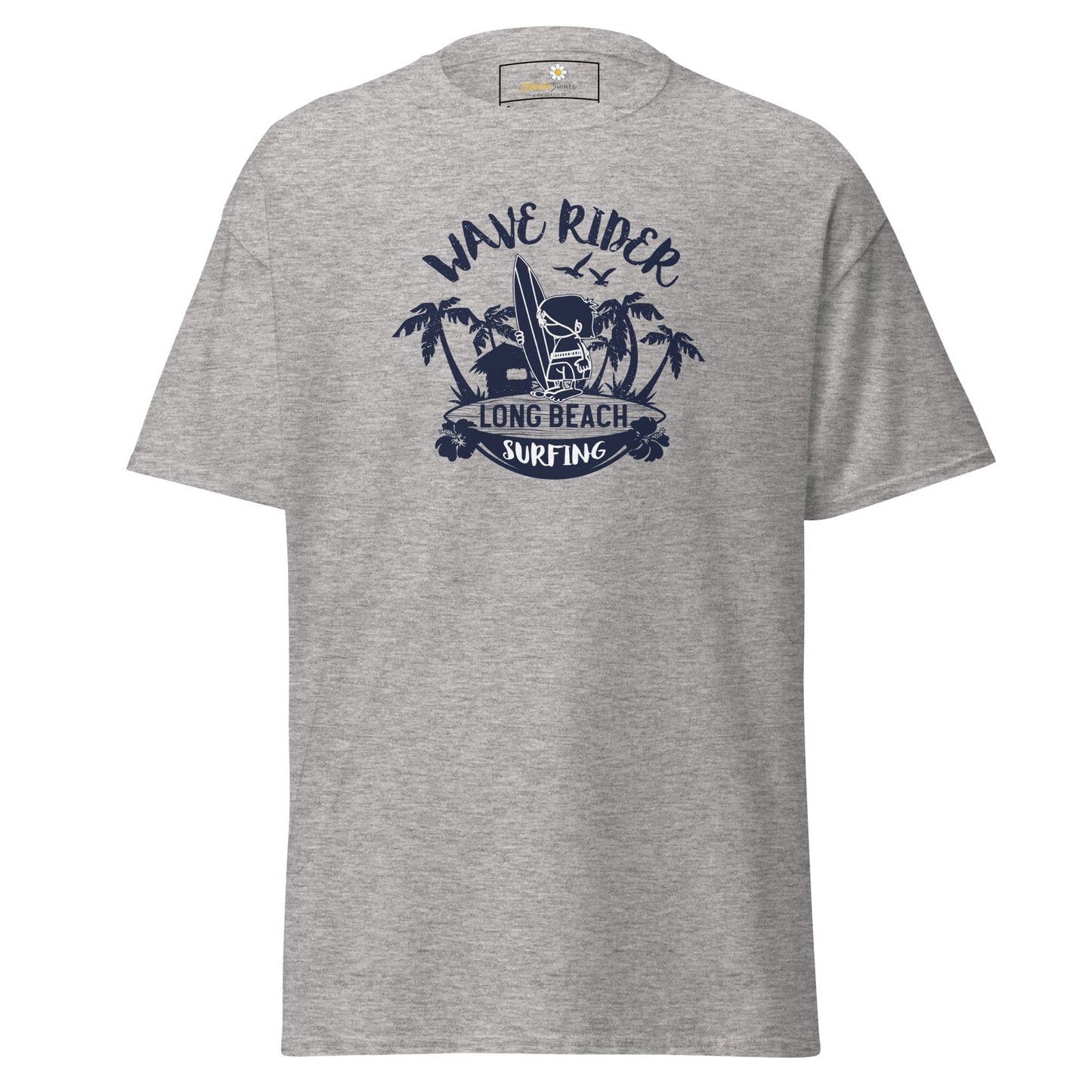 Gray T-shirt with beach graphic for Men and Women in sizes S to XL