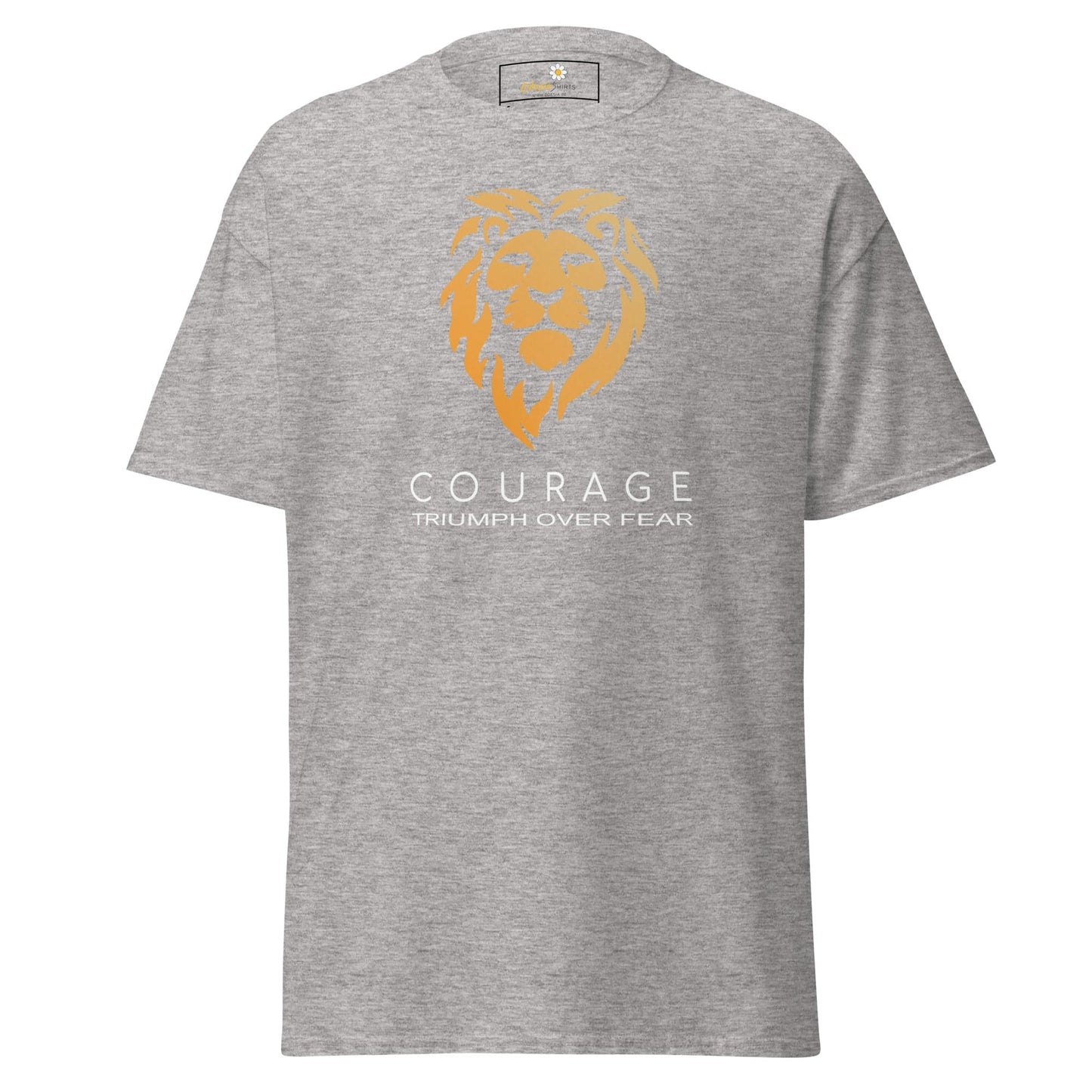 Gray T-shirt with lion graphic from T-SHIRT DESIGN TEE for Man and Woman, sizes S to XL