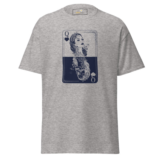 Gray T-shirt with playing card graphic from T-SHIRT DESIGN TEE collection for men and women