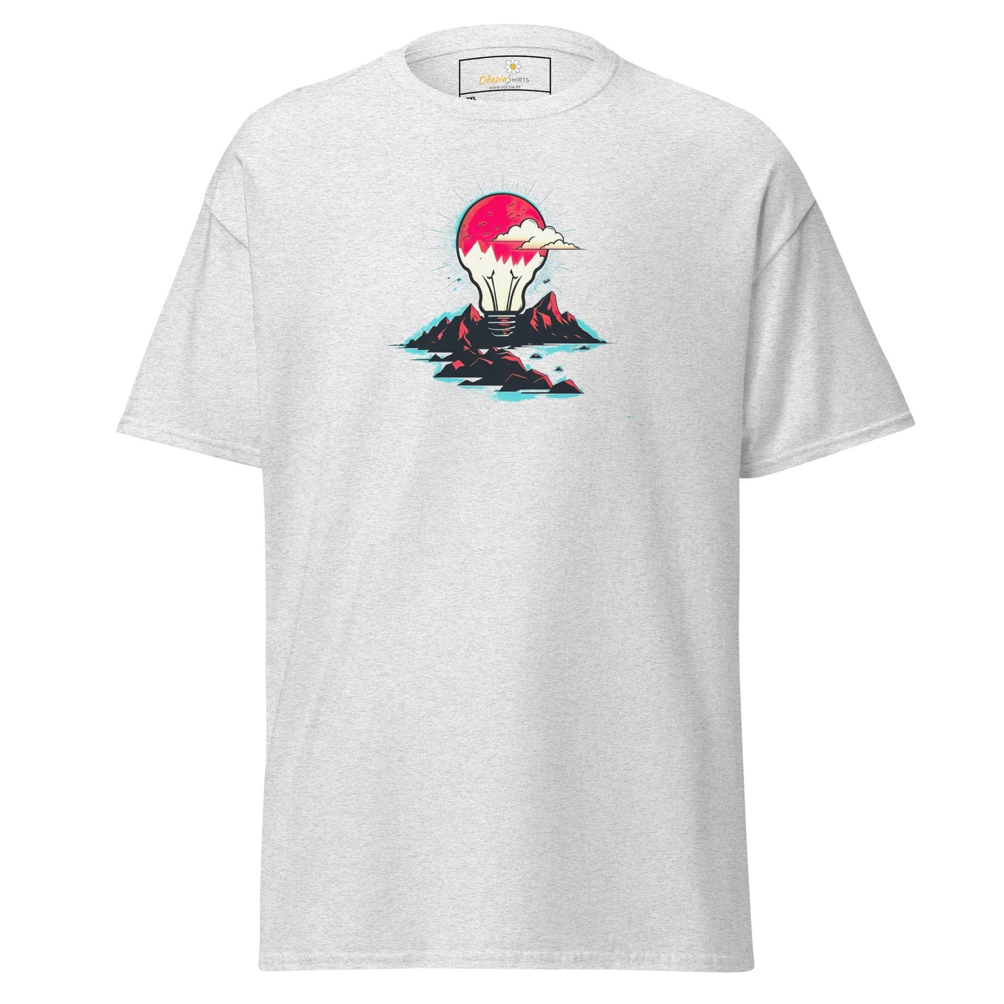 White T-shirt with lightbulb design for Men and Women in sizes 2XL to 5XL