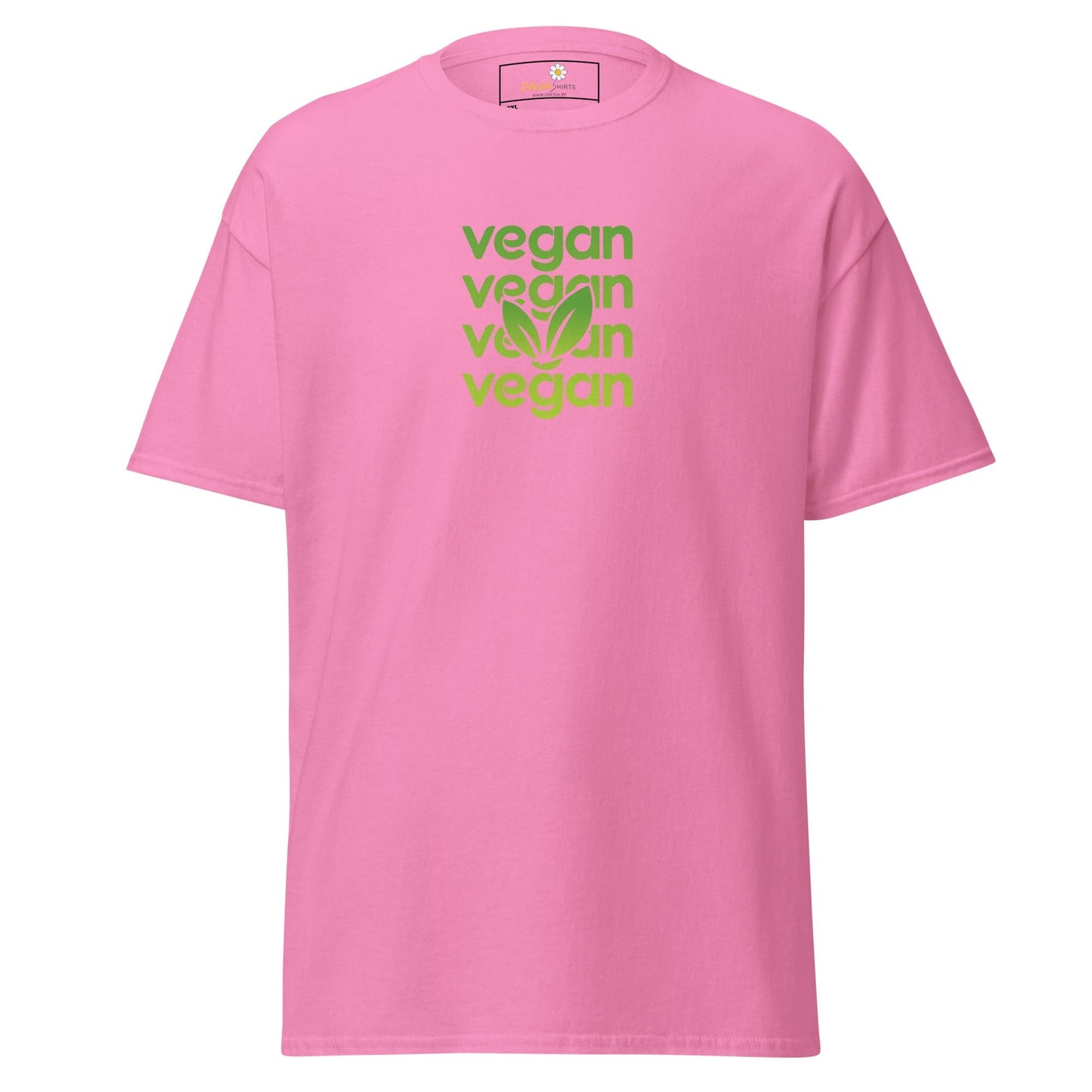 Pink vegan t-shirt for men and women, available in 2XL to 5XL sizes
