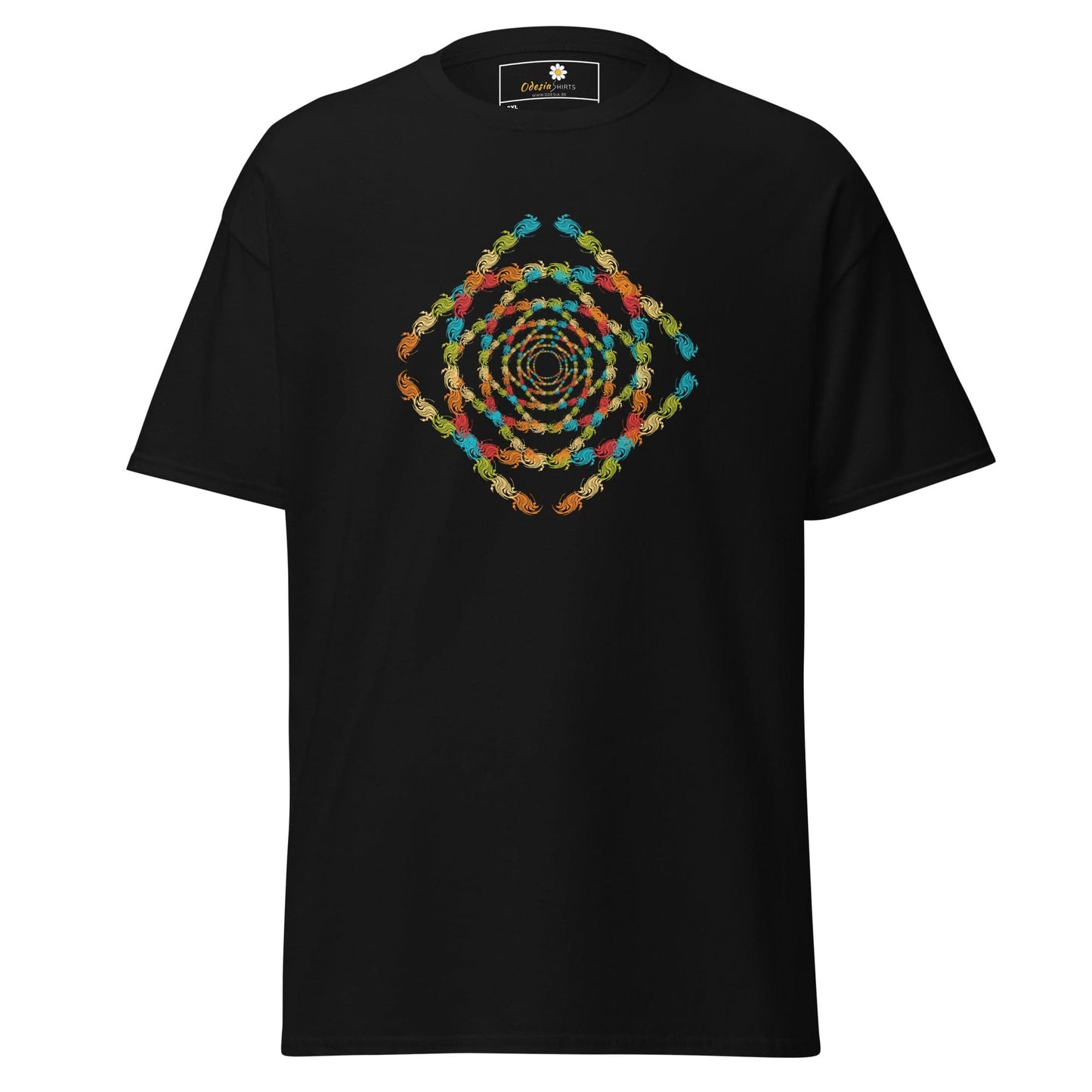 Black T-shirt with colorful crab pattern for men and women in size 2XL to 5XL