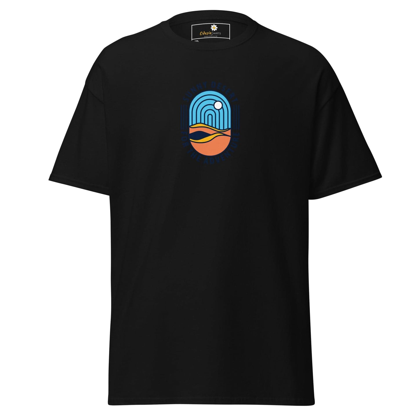 Black T-shirt with graphic design for men and women in size 2XL to 5XL