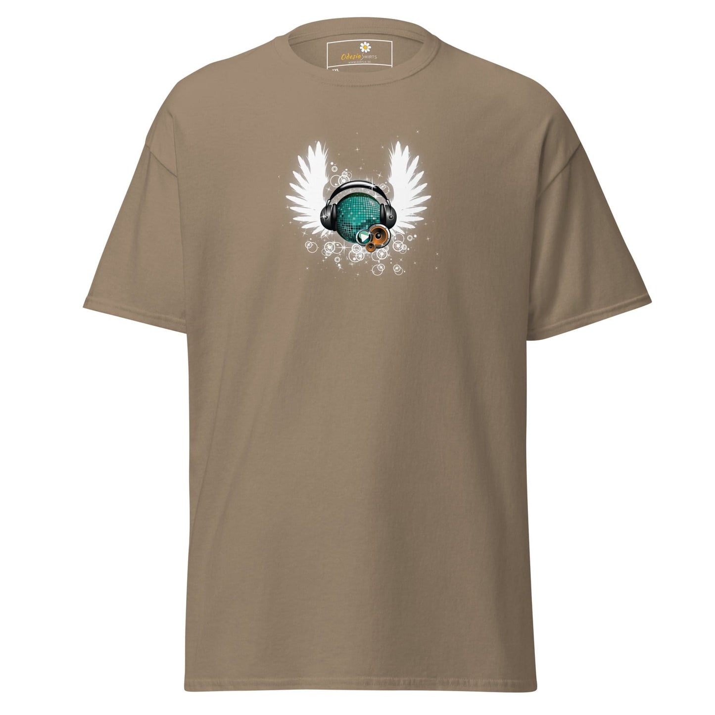 Khaki T-shirt with winged graphic design for men and women in 2XL to 5XL sizes