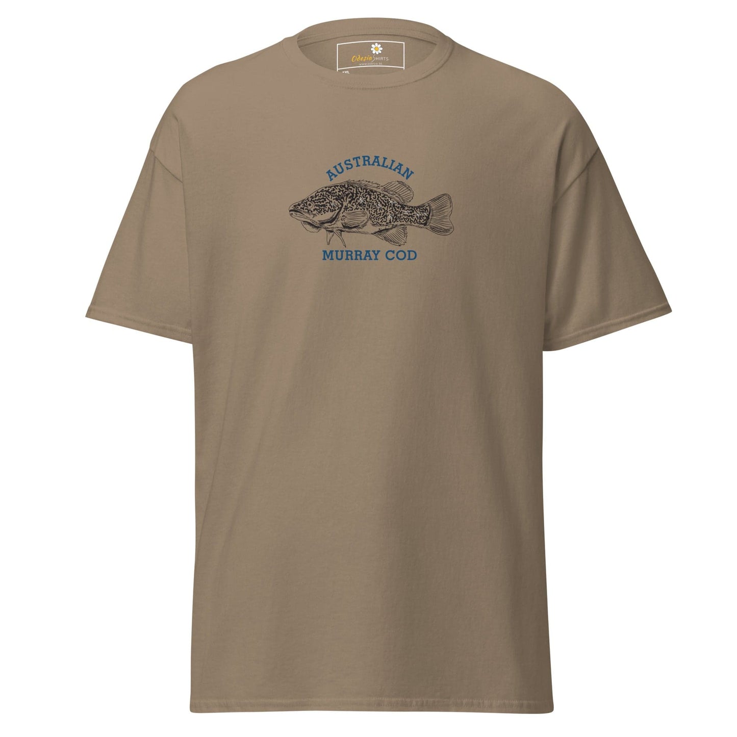 Khaki T-shirt with fish graphic for men and women in 2XL to 5XL size
