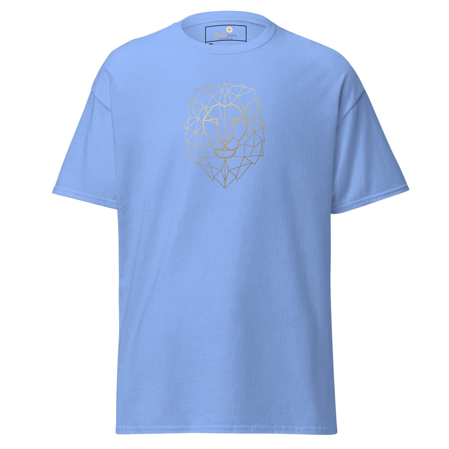 Light blue T-shirt with geometric lion design for men and women in 2XL-5XL sizes