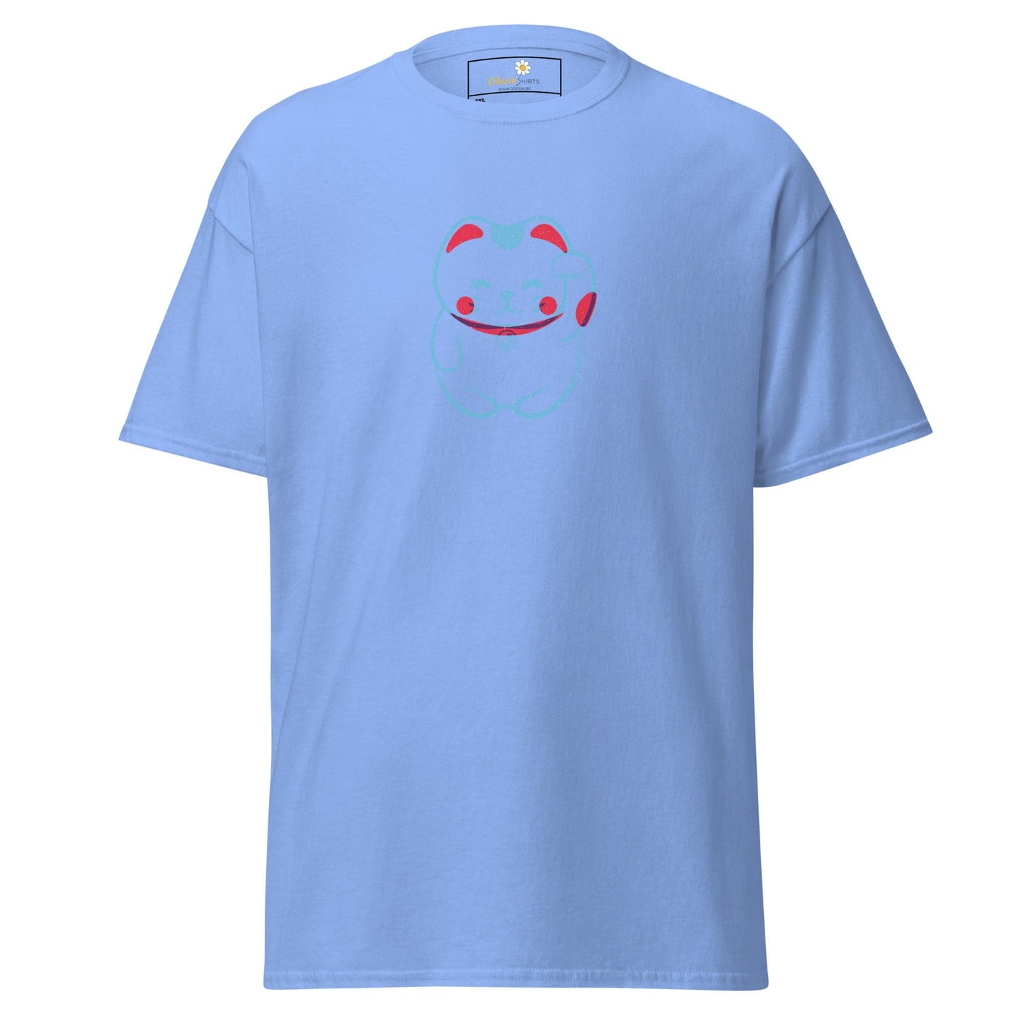 Light blue T-shirt with cartoon face design for Men and Women in 2XL to 5XL sizes