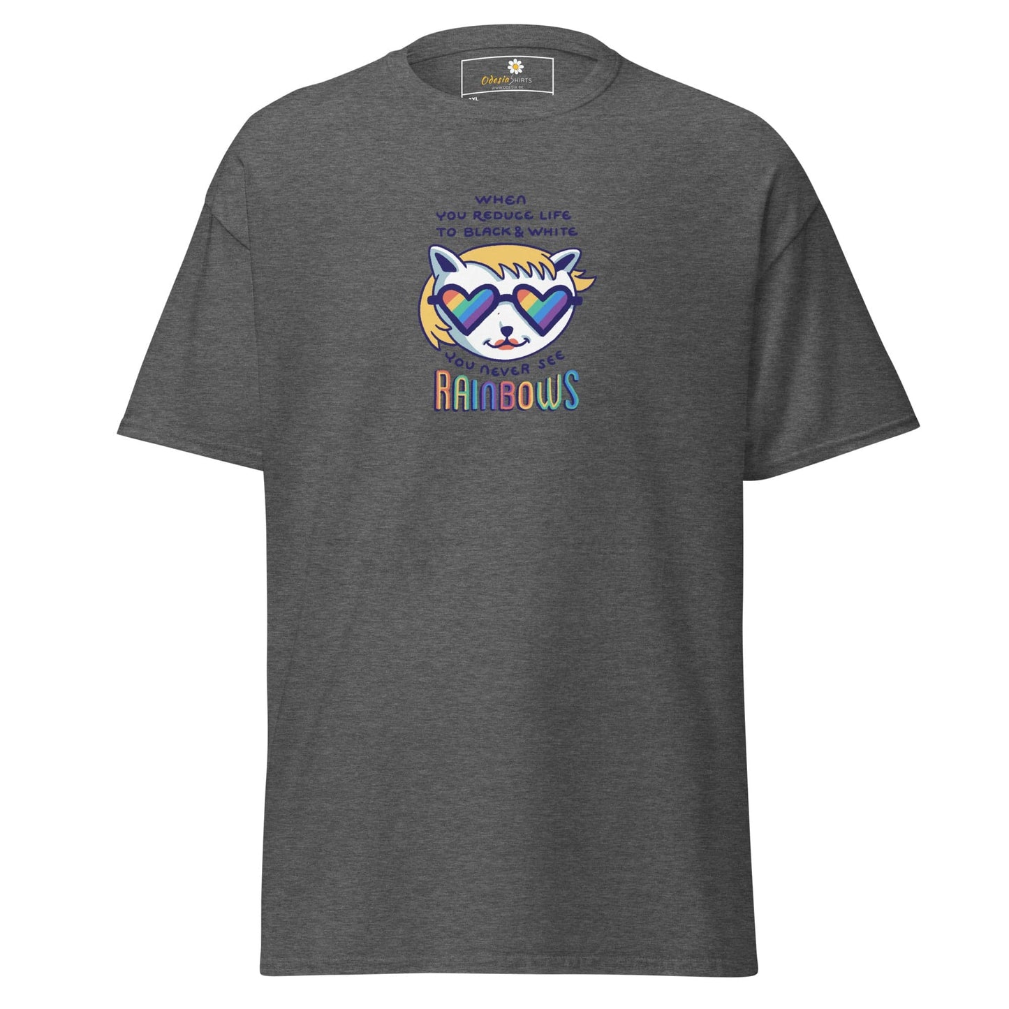 Gray T-shirt with rainbow-themed graphic, suitable for Men and Women in sizes 2XL to 5XL