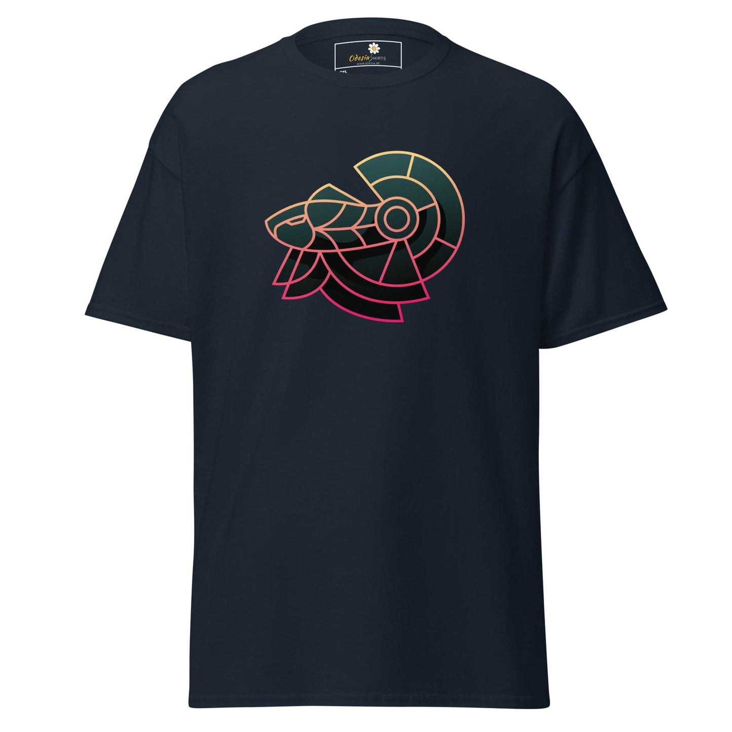 Navy blue T-shirt with stylized ram design for Men and Women in 2XL to 5XL