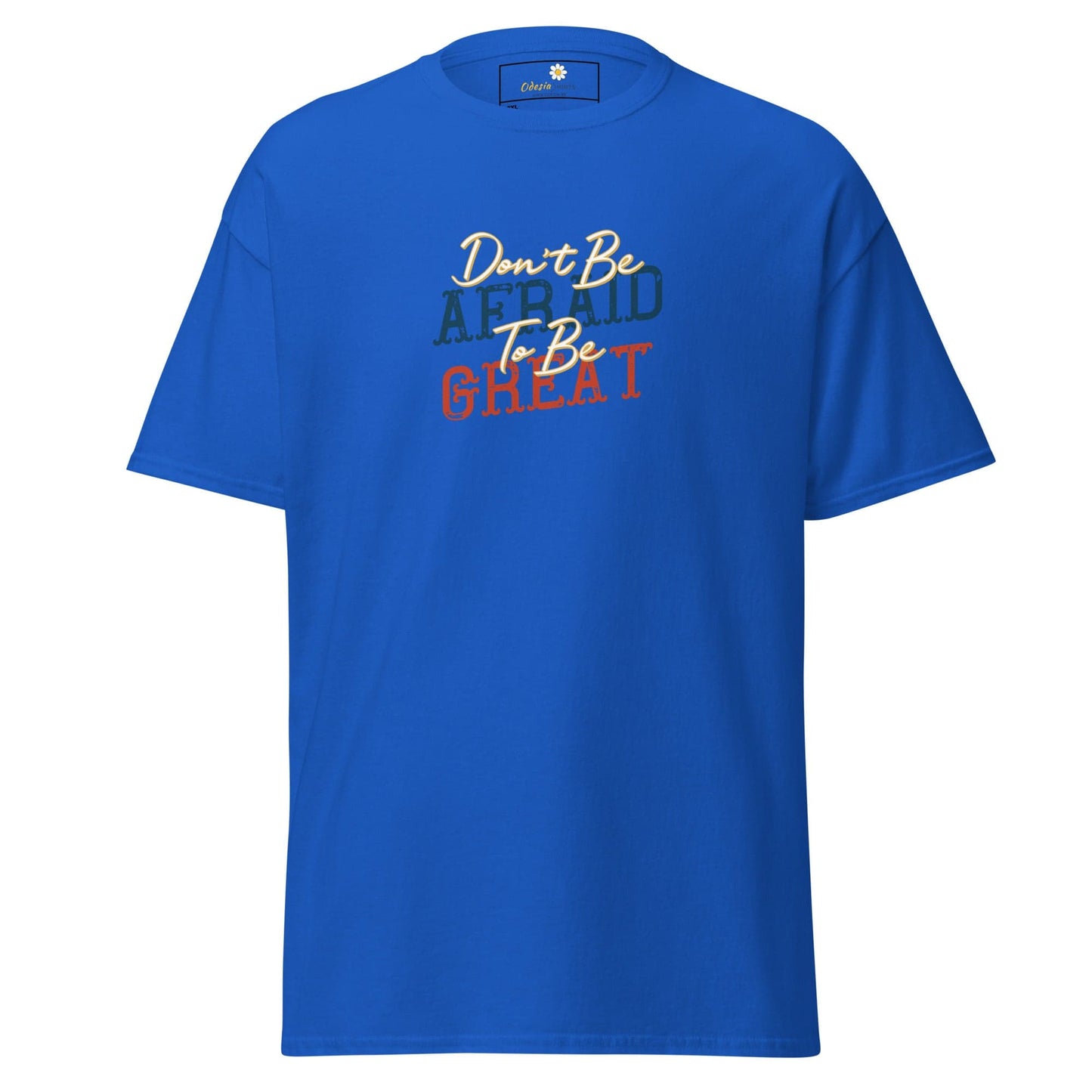 Blue T-shirt with inspirational text for men and women in 2XL to 5XL sizes