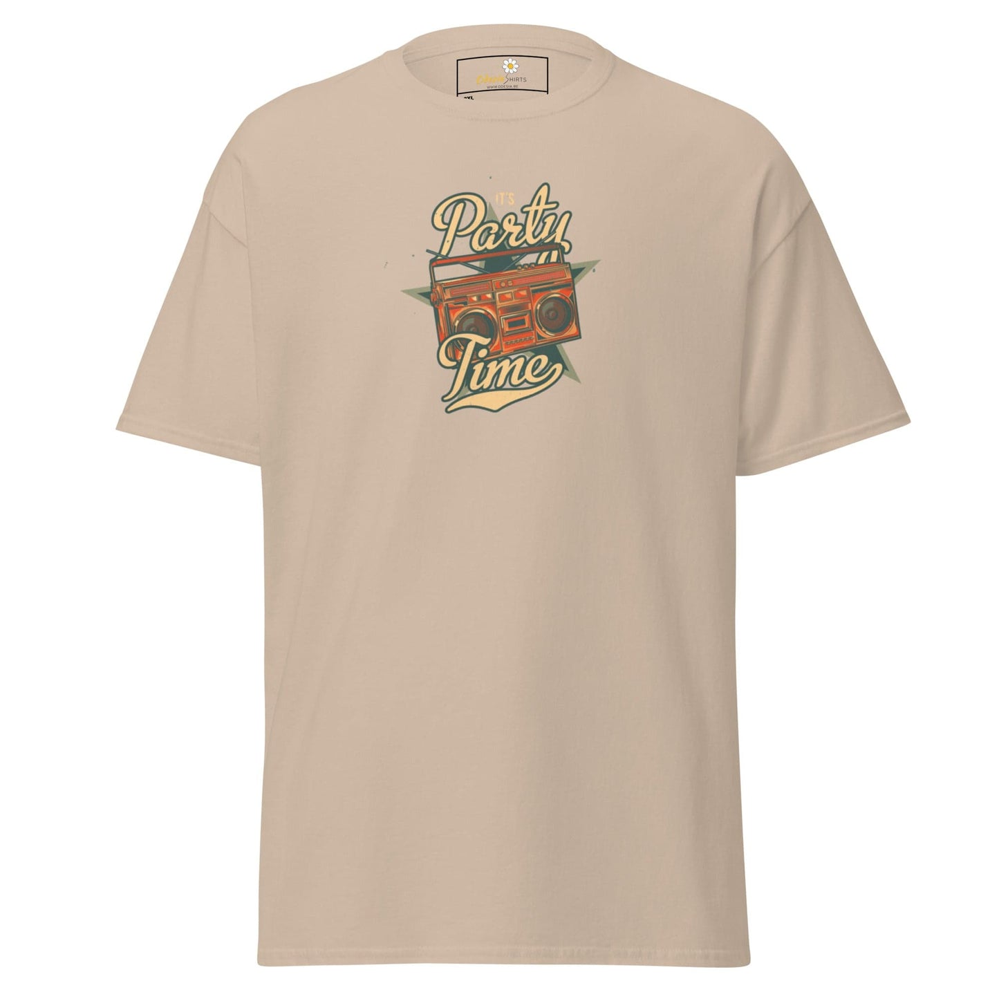 Beige T-shirt with boombox graphic for Men and Women in 2XL to 5XL sizes