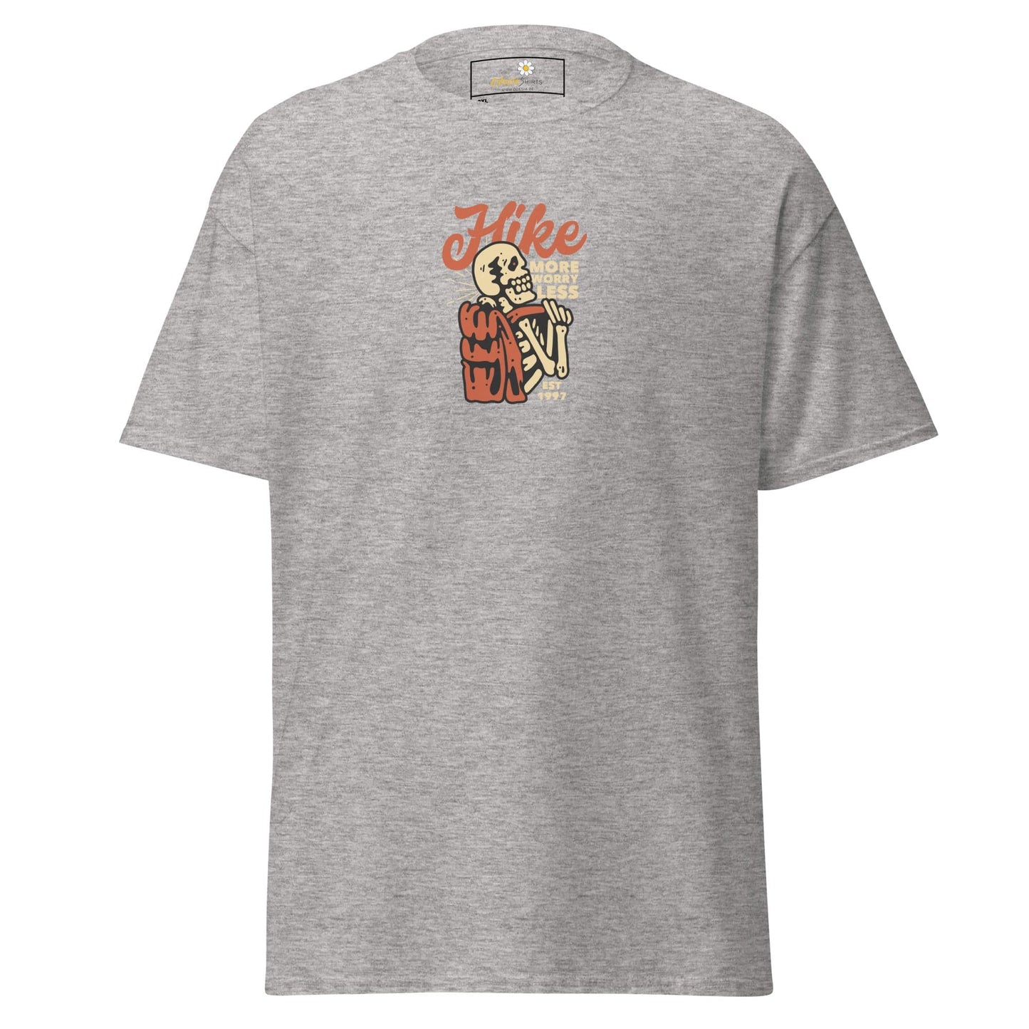 Gray t-shirt.